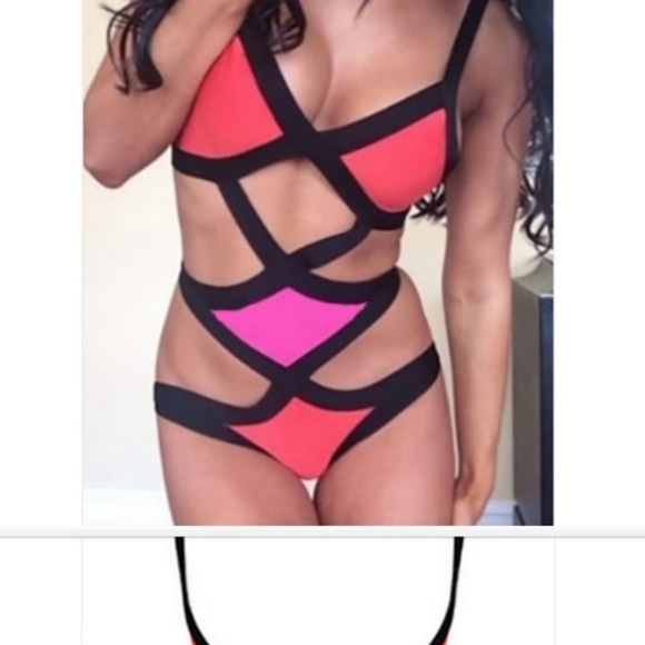 Other - New trendy Orange red  strappy Monokini Swimsuit